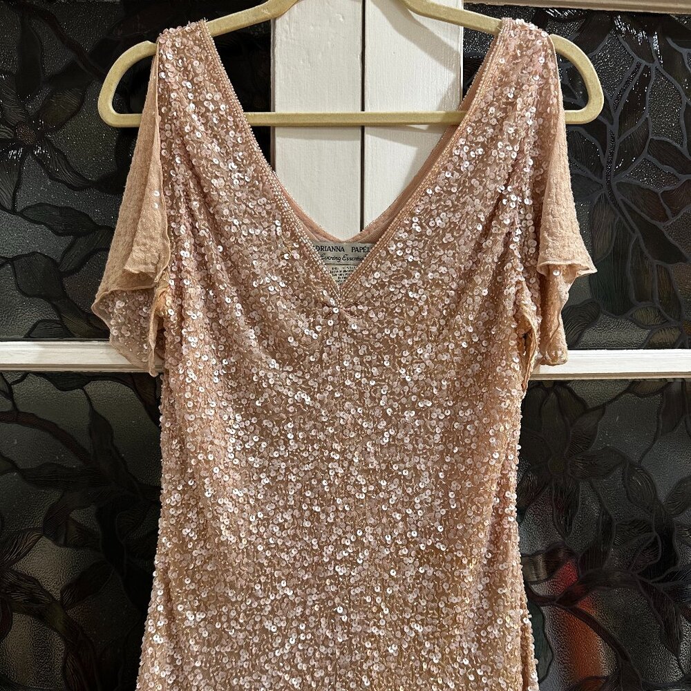 Vintage Adrianna Papell Sequin Silk Evening Sparkle New Years Top Size Large M L